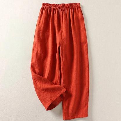 Susanna | Pantaloni in lino da donna larghi con elastico in vita