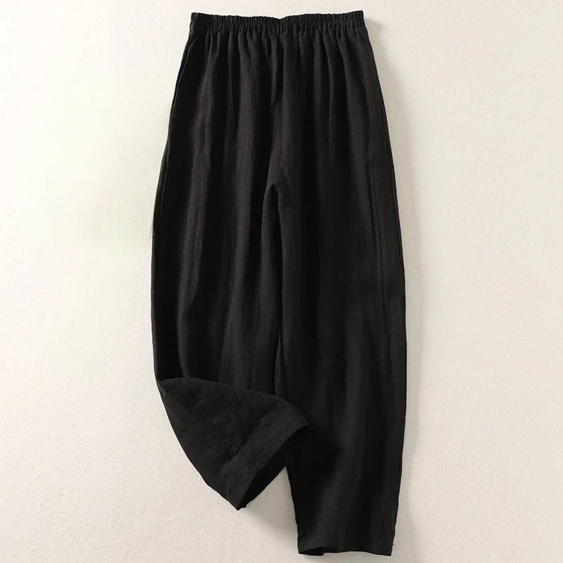 Susanna | Pantaloni in lino da donna larghi con elastico in vita