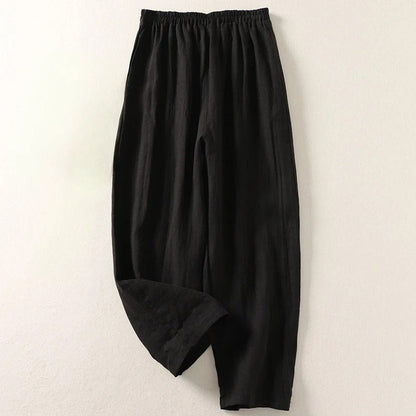 Susanna | Pantaloni in lino da donna larghi con elastico in vita