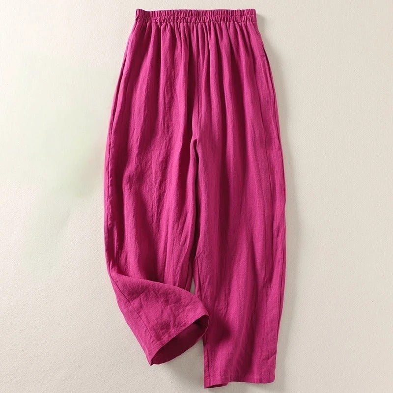 Susanna | Pantaloni in lino da donna larghi con elastico in vita