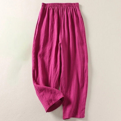 Susanna | Pantaloni in lino da donna larghi con elastico in vita